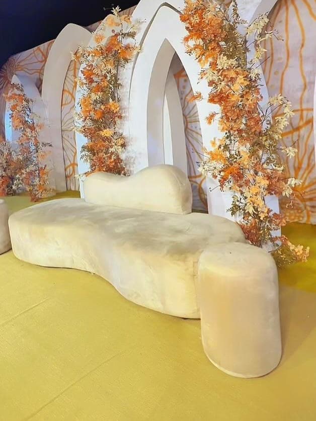 Lounge and floral arch